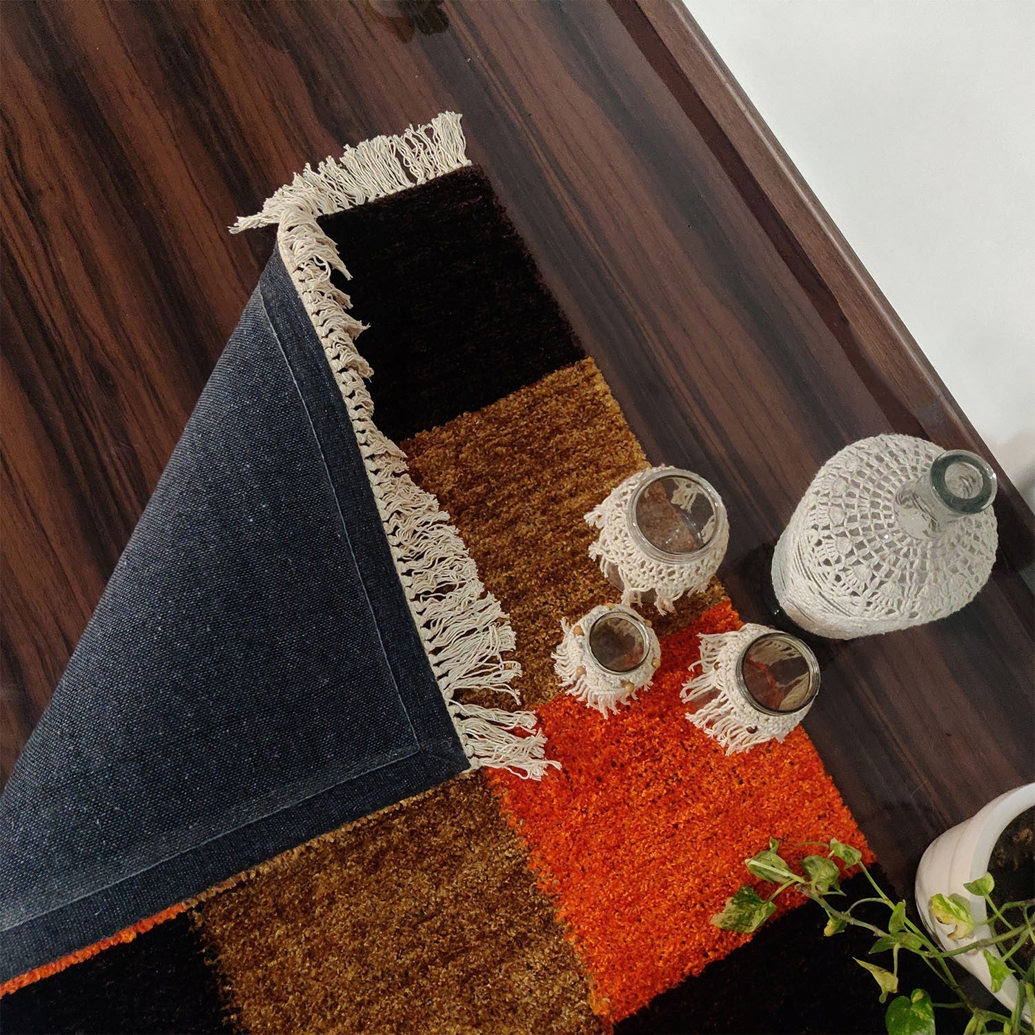 Avioni Carpets for Living Room/Pooja Room – Neo Modern Collection Orange-Coffee Box Carpet/Rug – 90cm x 150cm (~3×5 Feet)