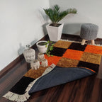 Avioni Carpets for Living Room/Pooja Room – Wevani Collection Collection Orange-Coffee Box Carpet/Rug – 90cm x 150cm (~3×5 Feet)