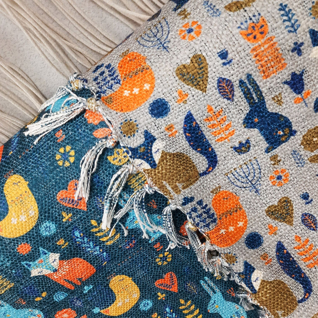 Avioni Cute Reversible Soft Sofa Throw | Modern Design | Virgin Premium Polyester Slub Handloom Sofa Throw