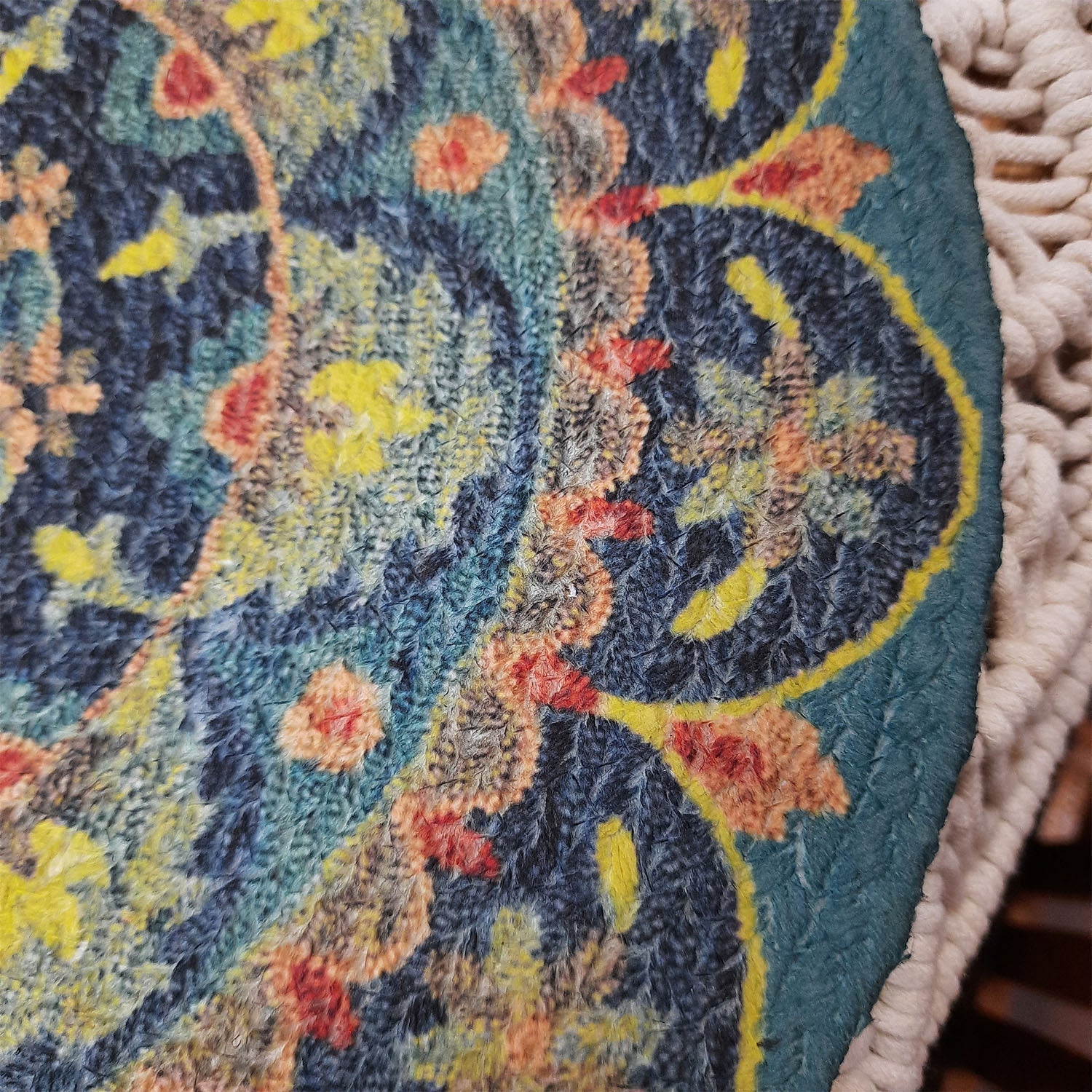 All Natural Round Cotton Braided Mats- “Natura Collection By Avioni”-Washable-Rangoli Design-Good for Gifting (38 cms Diameter)