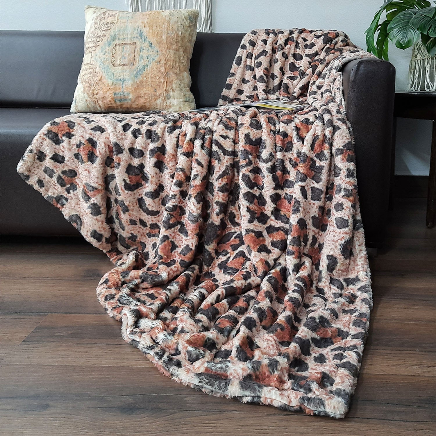 Faux Fur Throw Blanket Double Sided