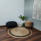 Avioni Natural Jute With Black Border Braided Carpet Eco Friendly-Multicolour Boho Collection-Multiple Sizes