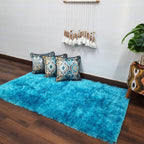 Avioni Handloom Flurry Yarn Fur Durry For Living Room In Fur Reversible Aqua- 150cm x 210cm (~5 feet x 7 feet)