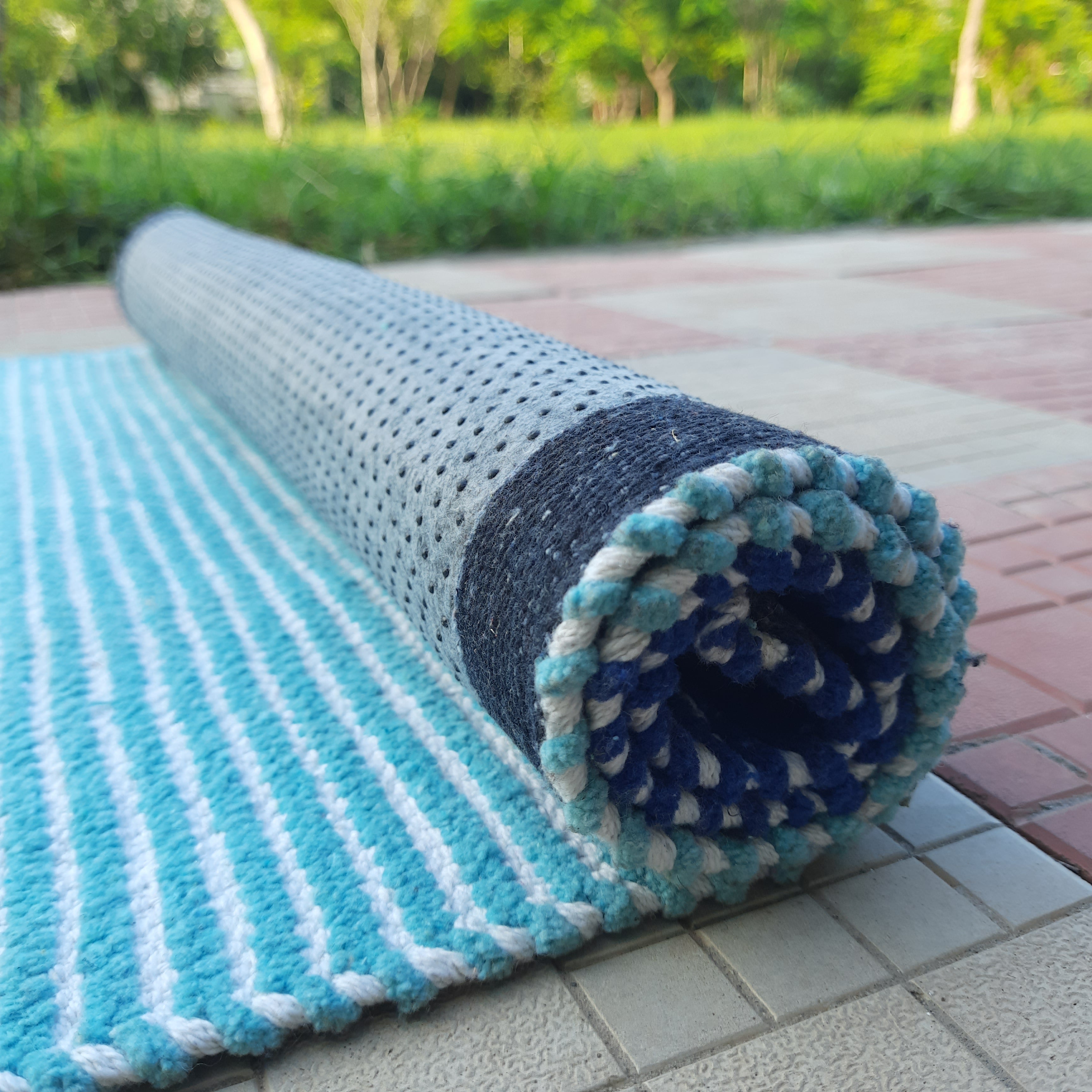 Avioni Luxury Soft Premium Chenille Stripe -Multi Color- Yoga Mat 60cm x 180cm (~2×5.5 Feet)