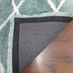 Premium Shaggy Aqua Blue Runner With White Check Design / Bedside Runners by Avioni Home