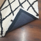 Plush Soft Washable Shaggy White Carpet With Black Check Design /Bedside Runners by Avioni Home