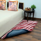 Plush Soft Washable Shaggy Carpet in Wine Color With White Wave Design /Bedside Runners by Avioni Home