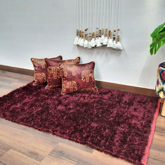 Avioni Handloom Flurry Yarn Fur Durry For Living Room In Fur Reversible Multicolor -90cm x 150cm (~3×5 Feet)