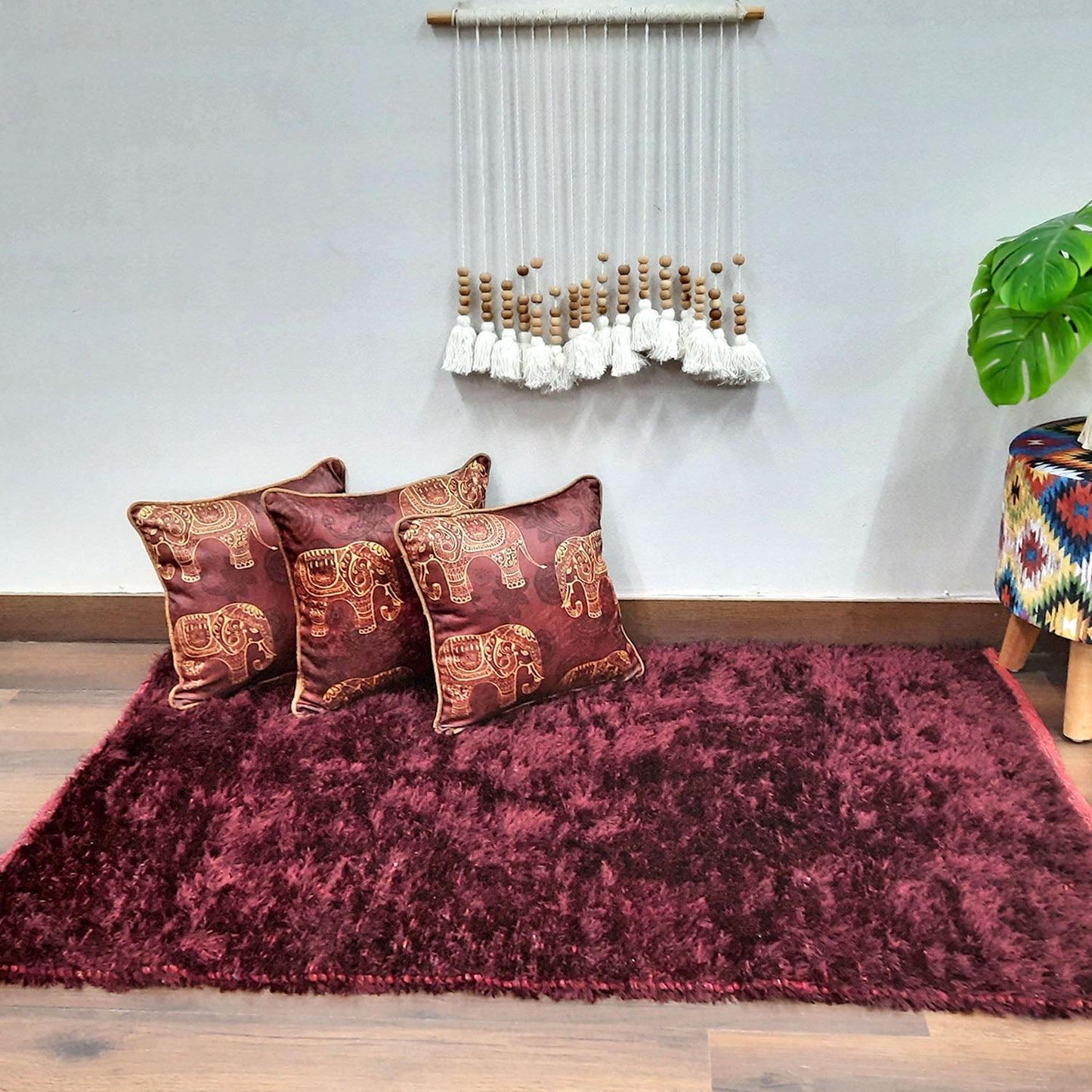 Avioni Handloom Flurry Yarn Fur Durry For Living Room In Fur Reversible Multicolor -90cm x 150cm (~3×5 Feet)