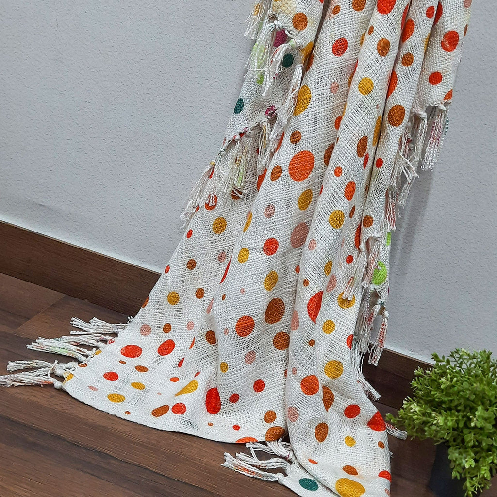 Avioni Polka Dot Reversible Soft Sofa Throw | Modern Design | Virgin Premium Polyester Slub Handloom Sofa Throw