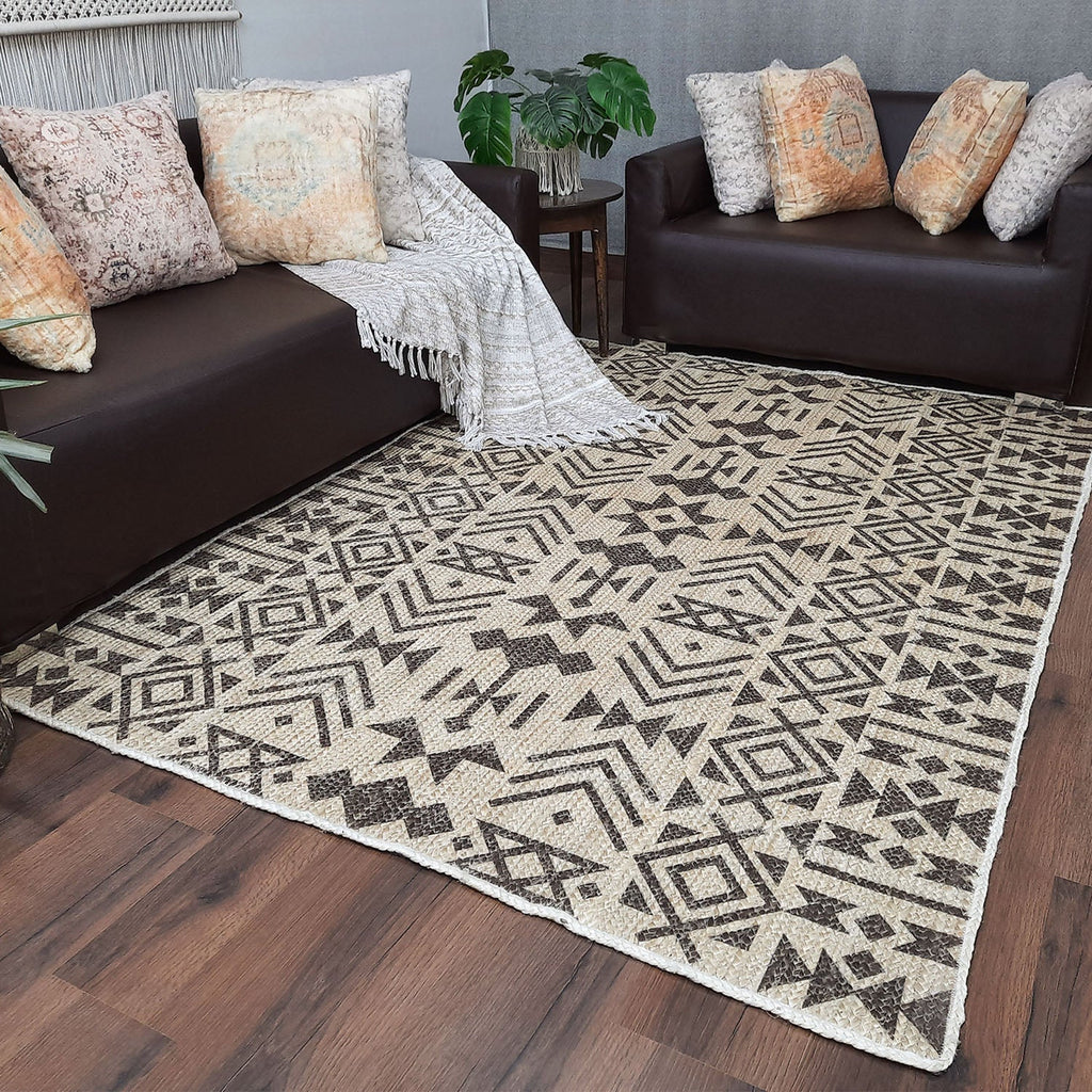 Avioni Home Kilim-Inspired Jute Carpet for Living Room