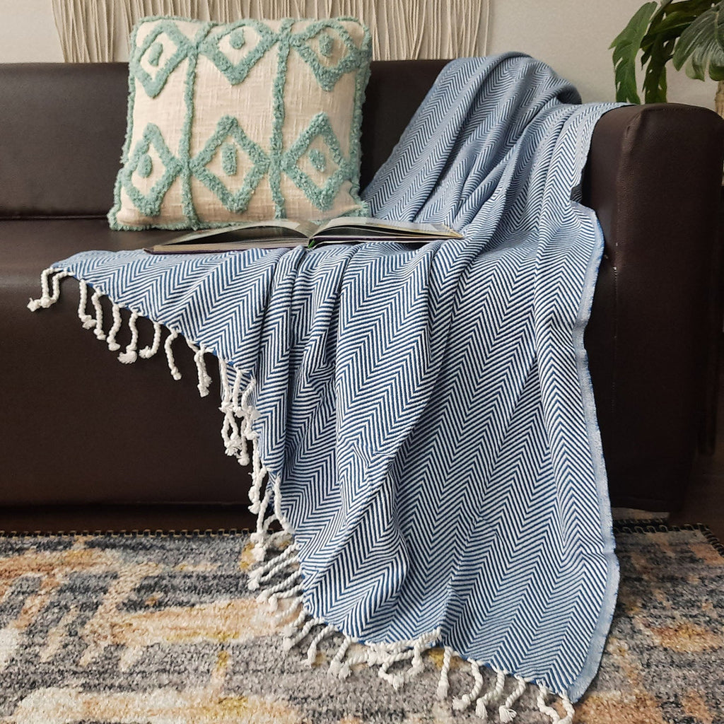 Avioni Premium 100% Cotton Sofa Throws/Blankets-  120cm x 150cm