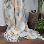 Avioni Sofa Throw | Handloom Weaved Bohemian Blanket with Fringes | Modern Soft Travel Blanket, Throws for Sofas, Armchair, Couch and Bed