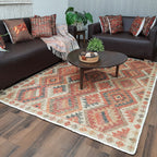 Avioni Kilim Design Inspired Natural Jute Rug with Cotton Backing | Multiple Sizes Available