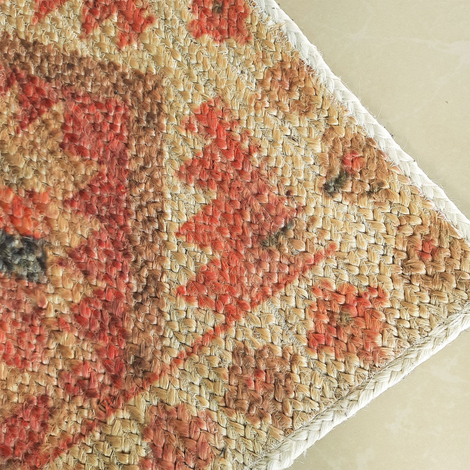 Avioni Kilim Design Inspired Natural Jute Rug with Cotton Backing | Multiple Sizes Available