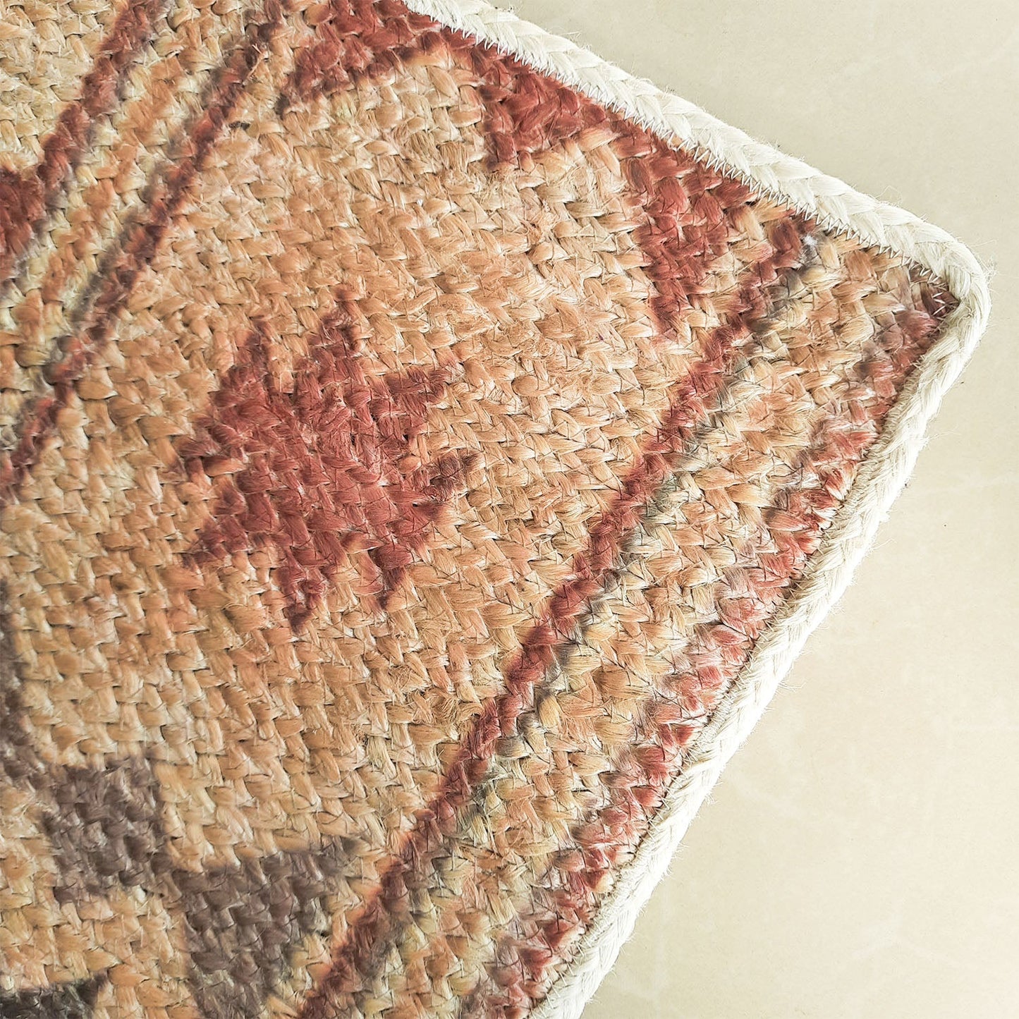 Avioni Kilim Design Inspired Natural Jute Rug with Cotton Backing | Multiple Sizes Available