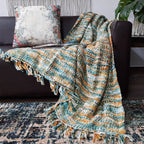 Avioni Sofa Throws/Blankets Super Soft Acrylic Handloom Weaved Blue Multicolour – (Aura Collection)-127×152 cm (50 x 60 Inch)