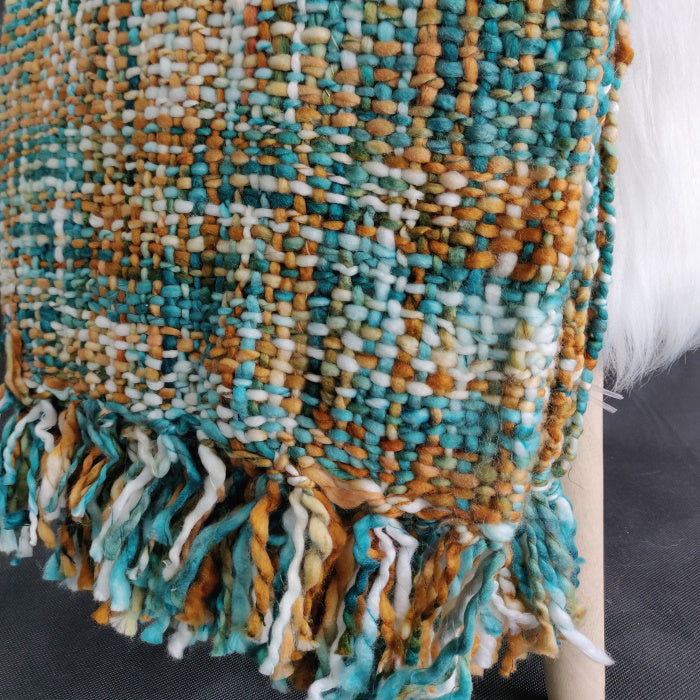 Avioni Sofa Throws/Blankets Super Soft Acrylic Handloom Weaved Blue Multicolour – (Aura Collection)-127×152 cm (50 x 60 Inch)