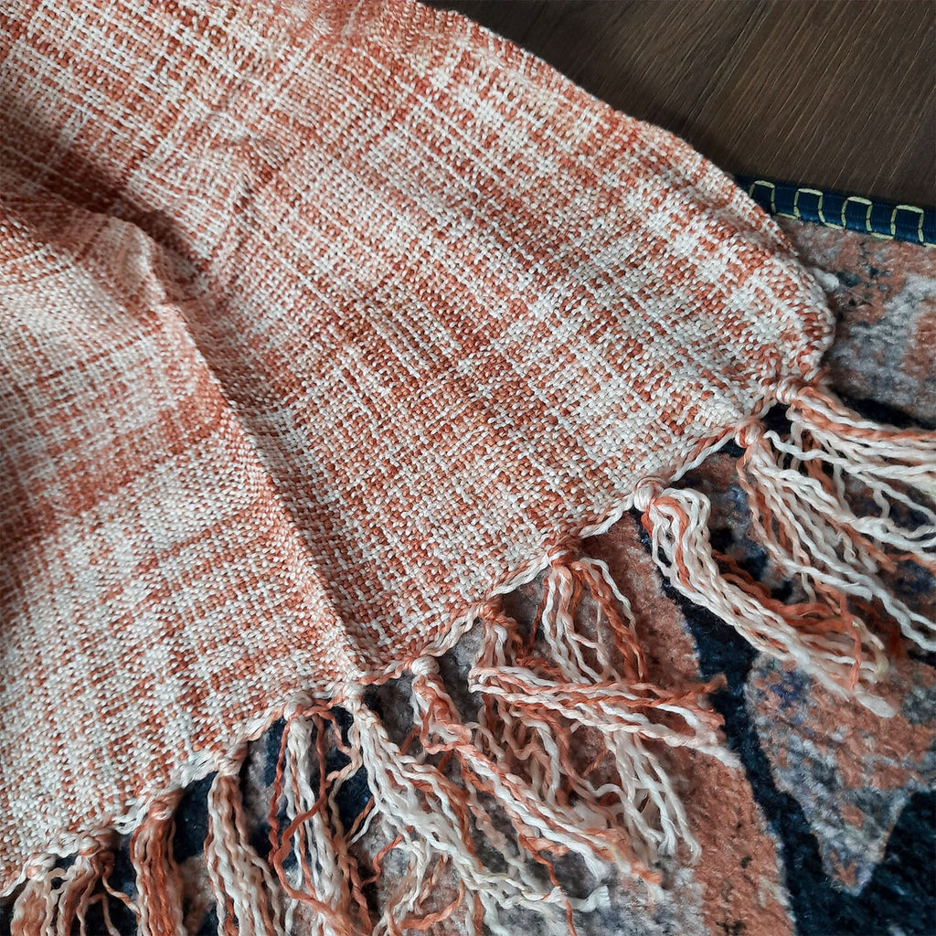 Avioni Sofa Throws/Blankets Super Soft Acrylic Handloom Weaved Orange Multicolour – (Noor Collection)-127×152 cm (50 x 60 Inch)