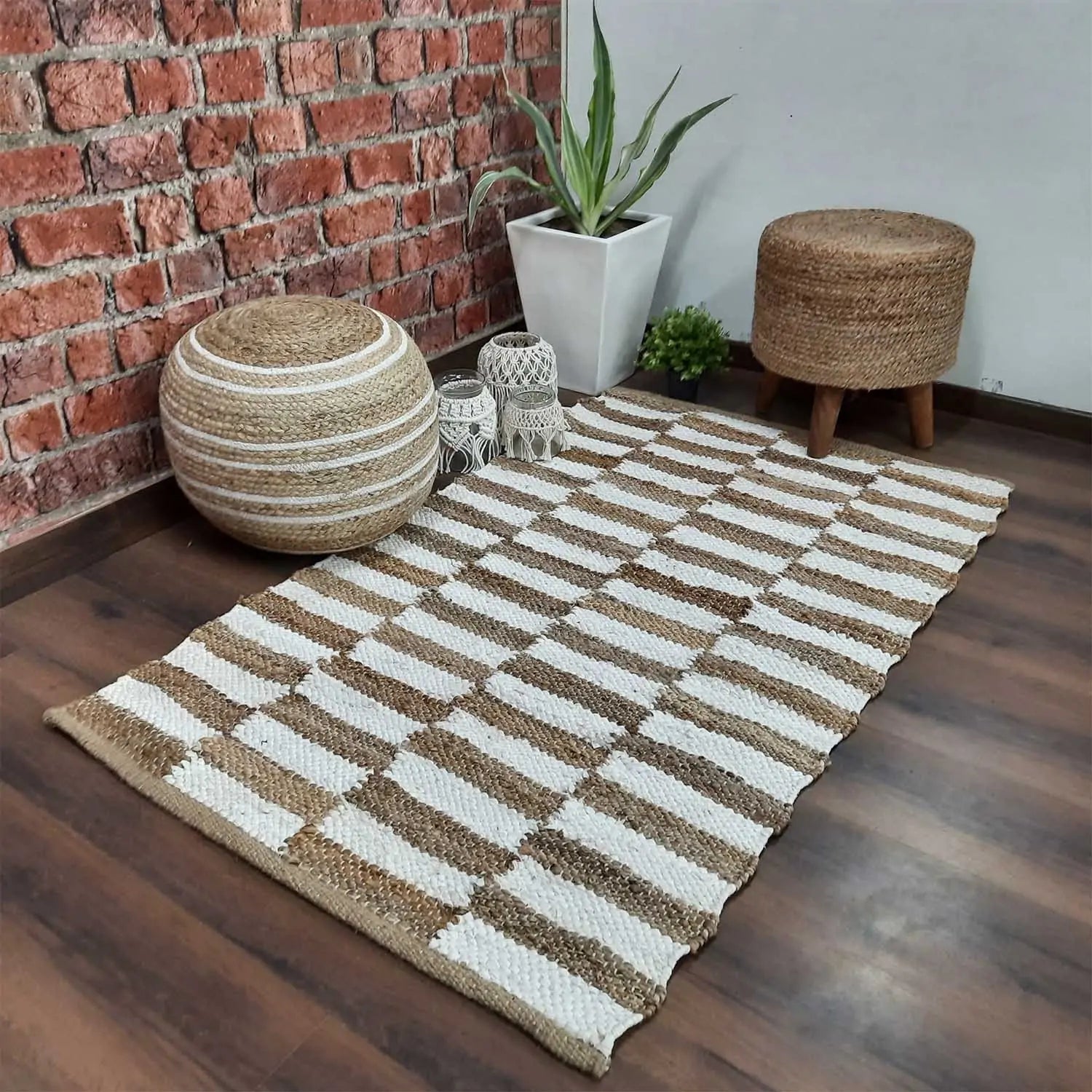 Avioni Woven Jute And Cotton Carpets -Nova Collection -premium Look-Multiple Sizes