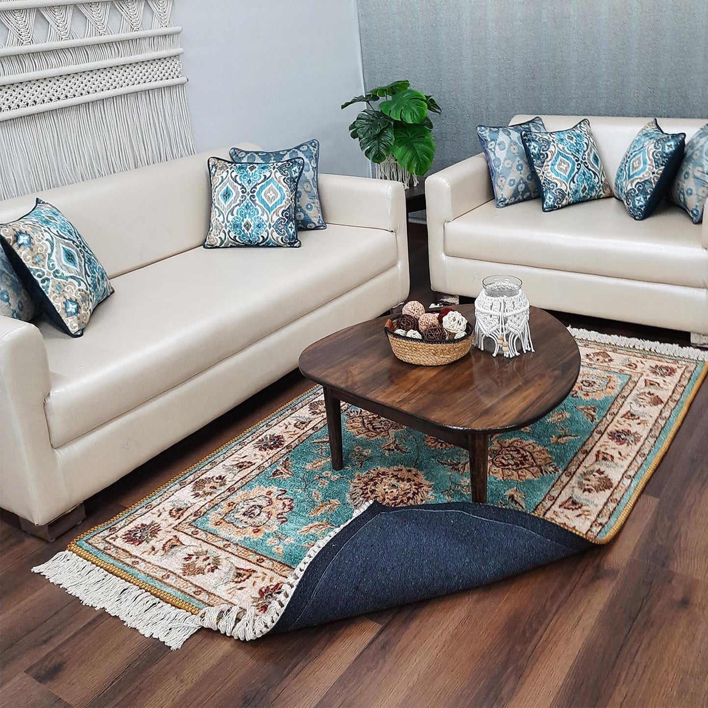 Silk Carpet Persian Design Collection in Beautiful Aqua – Living Room Rug – Avioni