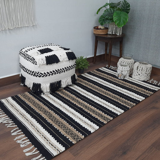 AvioniHome Birchwood Collection : Modern Jute/PET Yarn Handmade Area Carpet | Design: CARJUTPET002-WIBAC