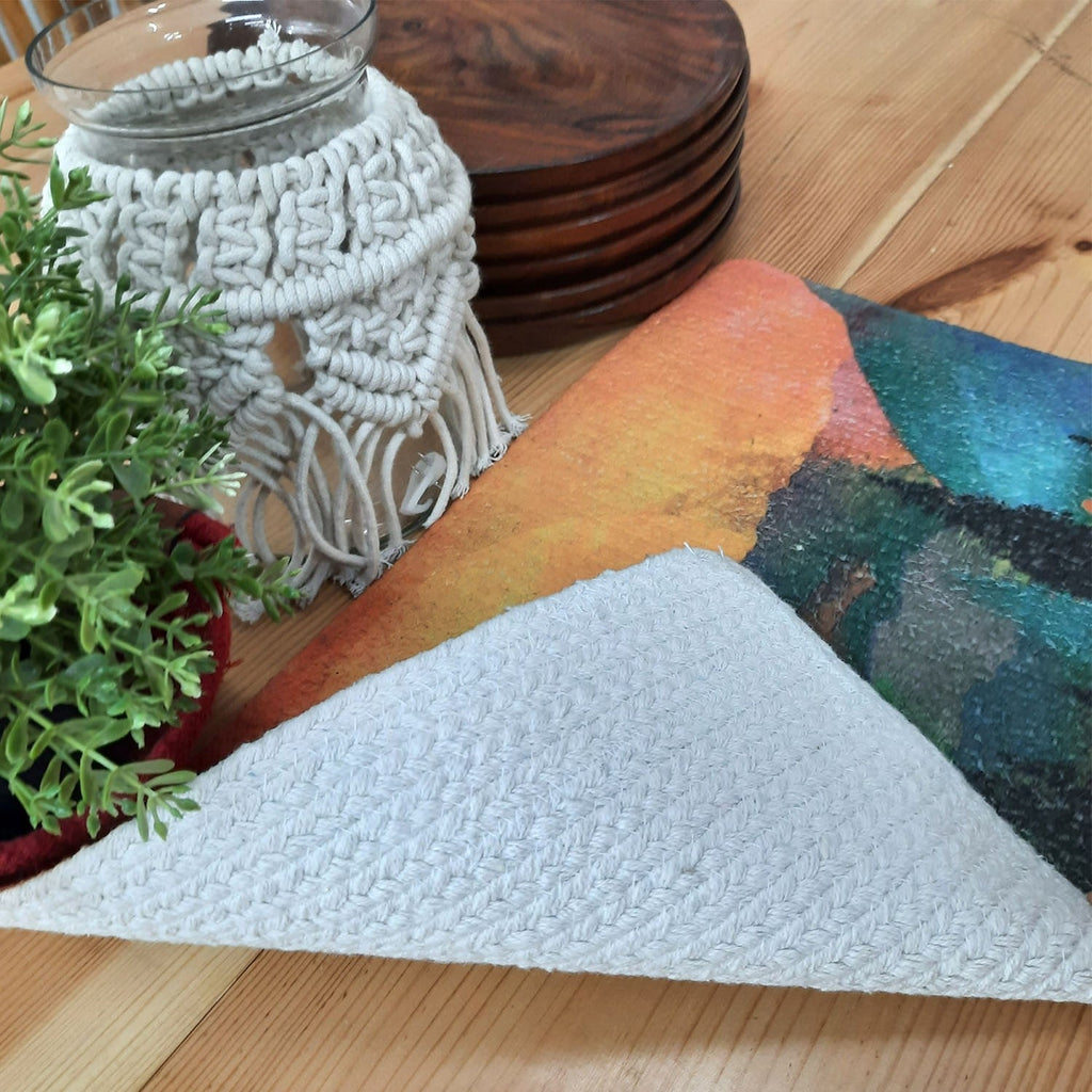 All Natural Cotton Braided Mats- “Natura Collection By Avioni”-Washable -Elegant And Exclusive-Sunset Design-Good for Gifting (29×44 cms)