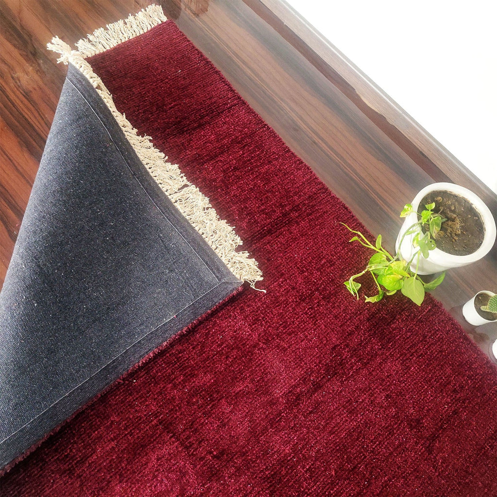 Value Deal-Avioni Carpet Lux Wevani Collection- Modern Plain Rug for Living Room/ Pooja Room-Mehroon