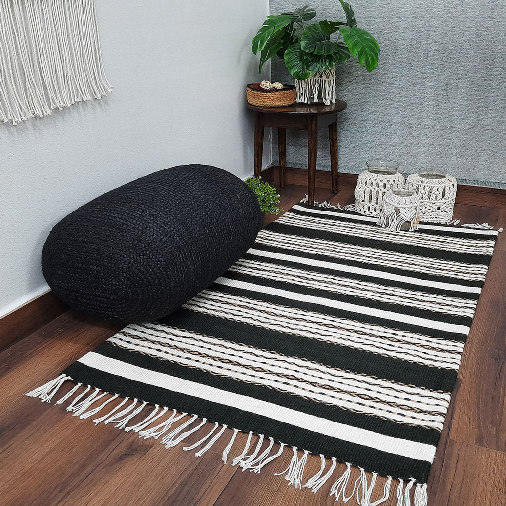 Avioni Home Birchwood Collection : Modern Jute/PET Yarn Handmade Area Carpet| Design: CARJUTPET003-WIBAC