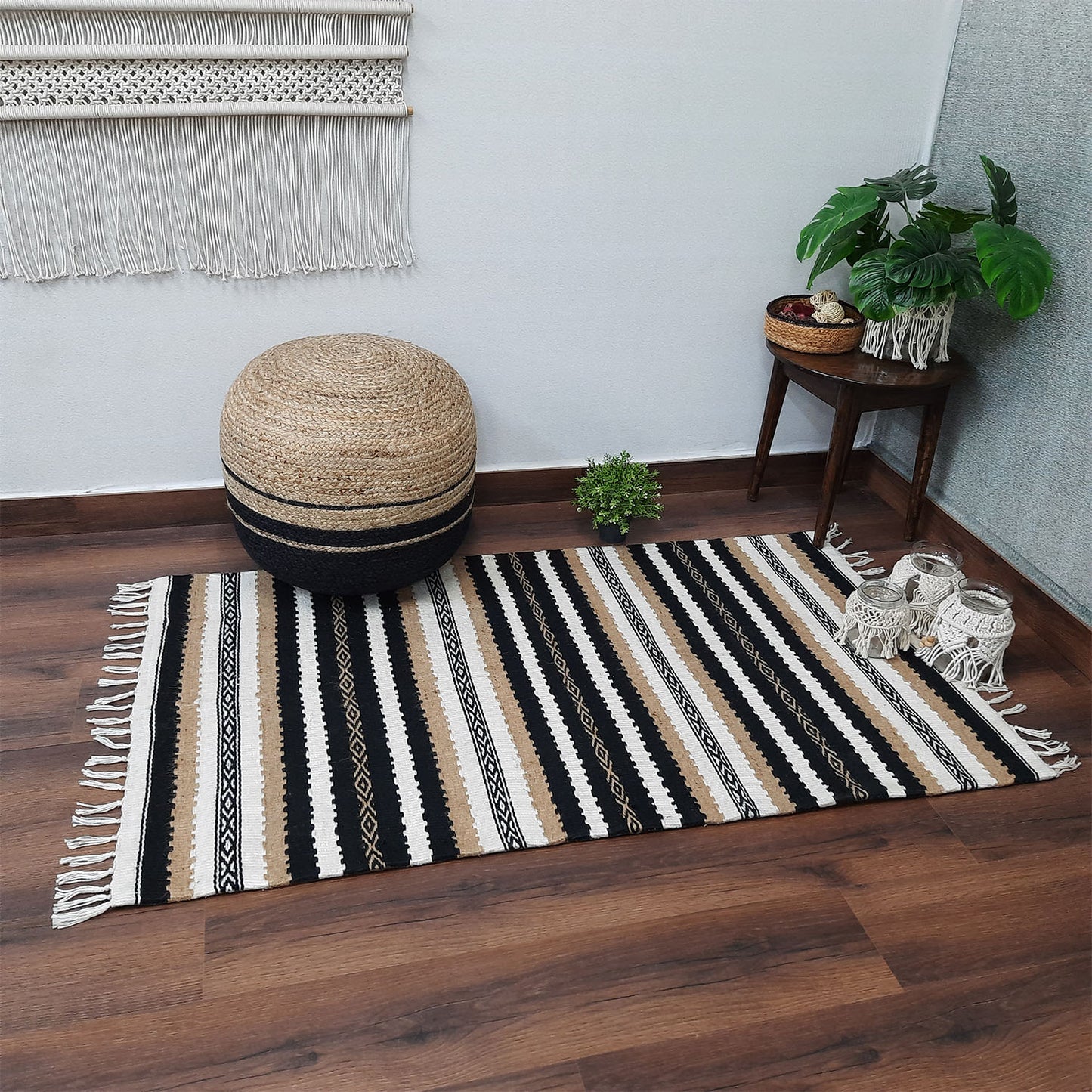 AvioniHome Birchwood Collection : Modern Jute/PET Yarn Handmade Area Carpet| Design: CARJUTPET005-WIBAC