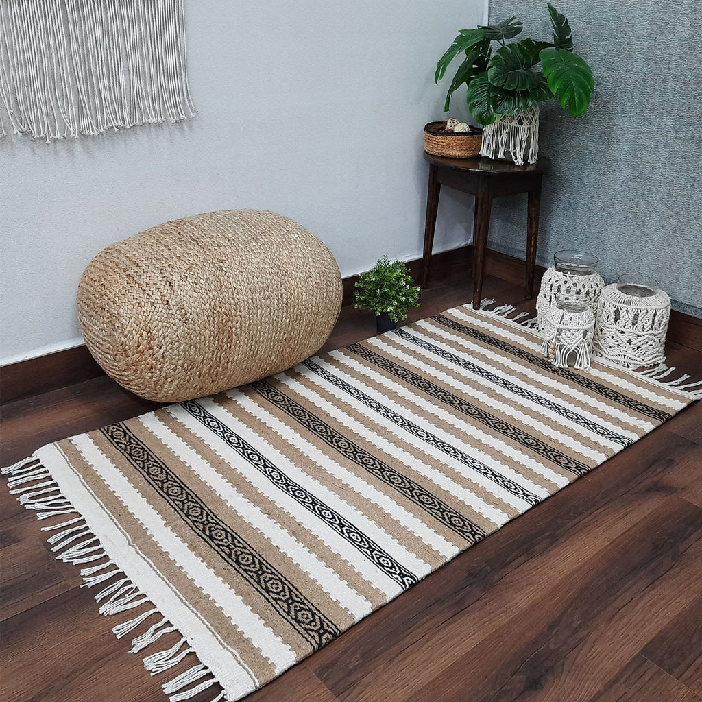 AvioniHome Birchwood Collection : Modern Jute/PET Yarn Handmade Area Carpet| Design: CARJUTPET006-WIBAC