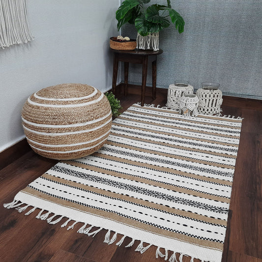 AvioniHome Birchwood Collection : Modern Jute/PET Yarn Handmade Area Carpet| Design: CARJUTPET008-WIBAC
