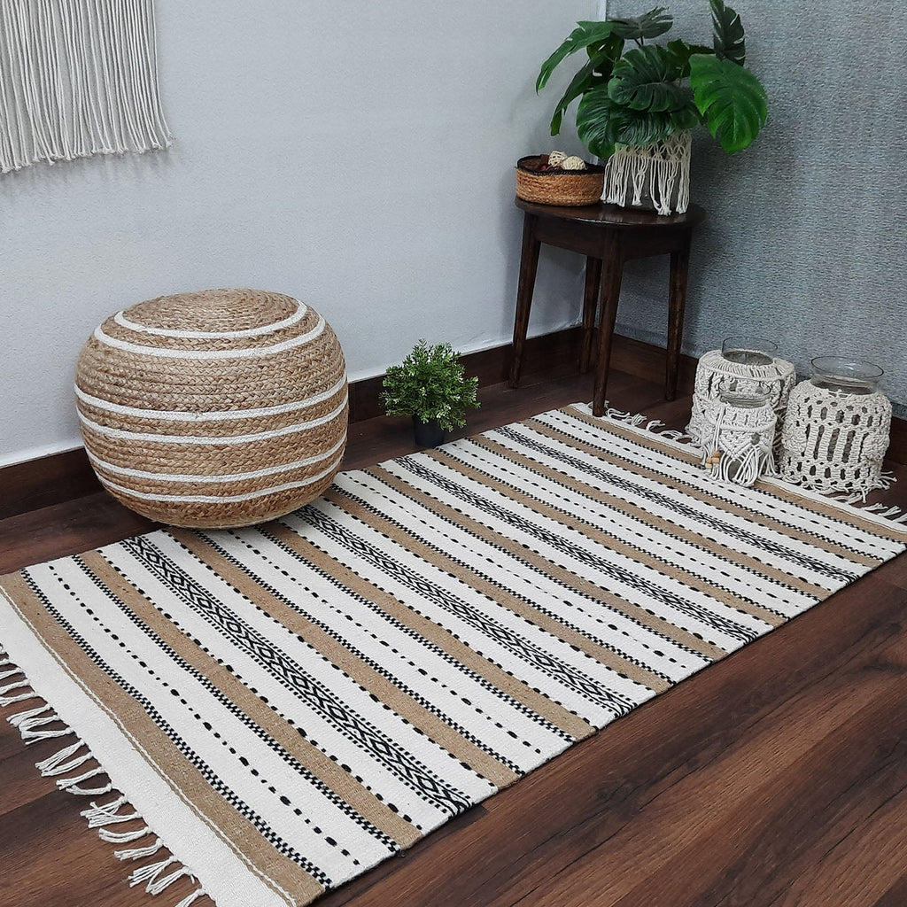 AvioniHome Birchwood Collection : Modern Jute/PET Yarn Handmade Area Carpet| Design: CARJUTPET008-WIBAC