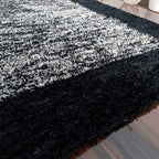 Avioni Carpet Silk Wevani Collection- Luxury Modern Border Tiedye Design – White and Black