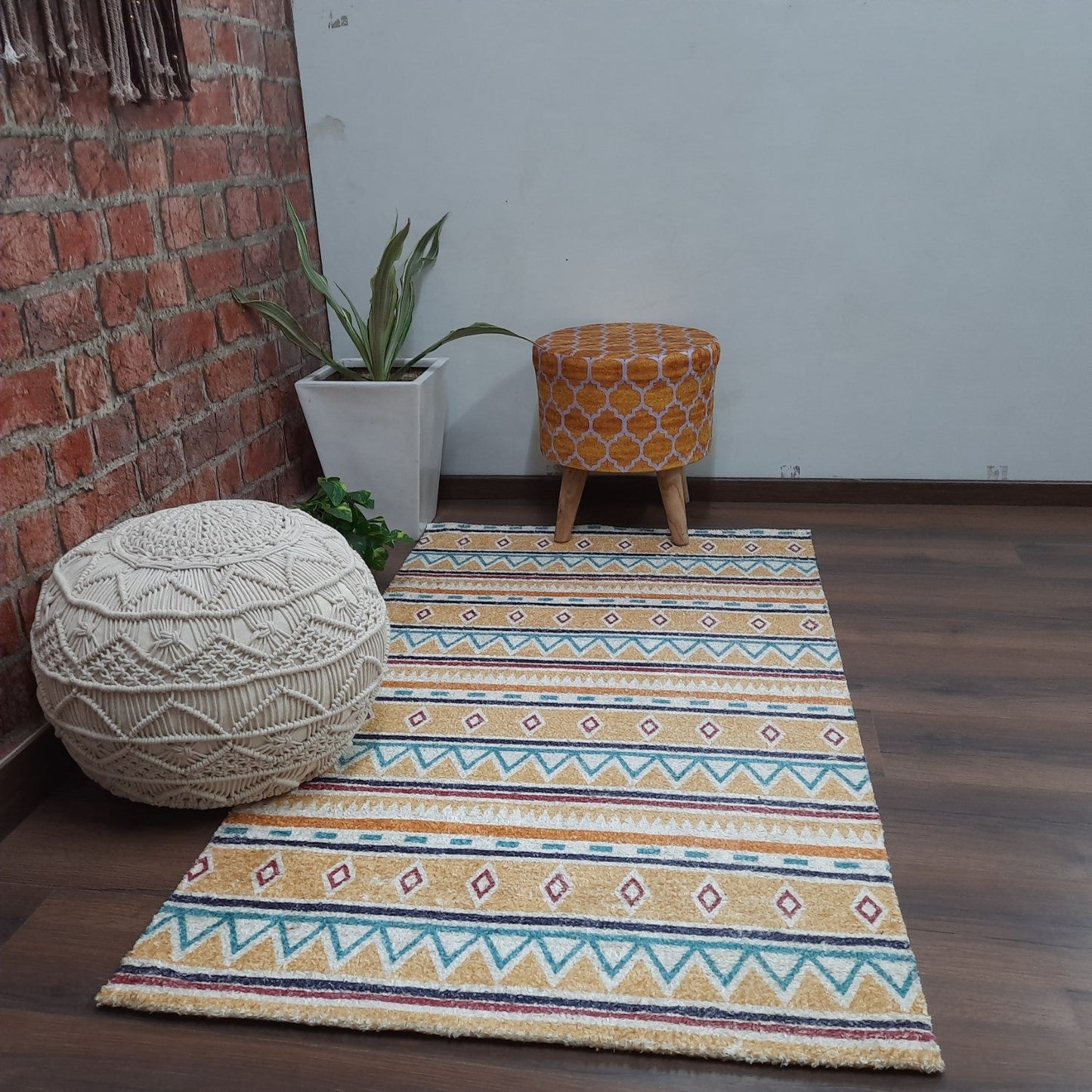 Avioni Carpets for Living Room – Neo Modern Collection Beige-Blue Carpet/Rug – 90cm x 150cm (~3×5 Feet)