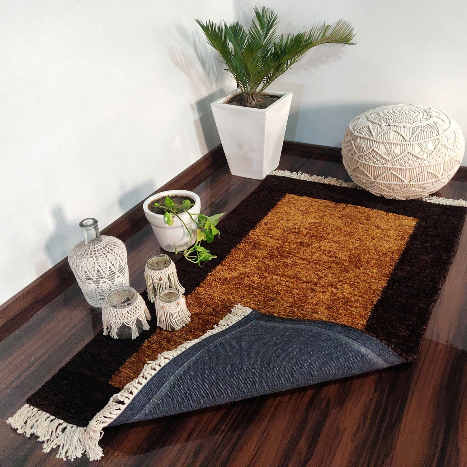 Avioni Carpets for Living Room/Pooja Room – Neo Modern Collection Brown And Coffee Carpet/Rug – 90cm x 150cm (~3×5 Feet)