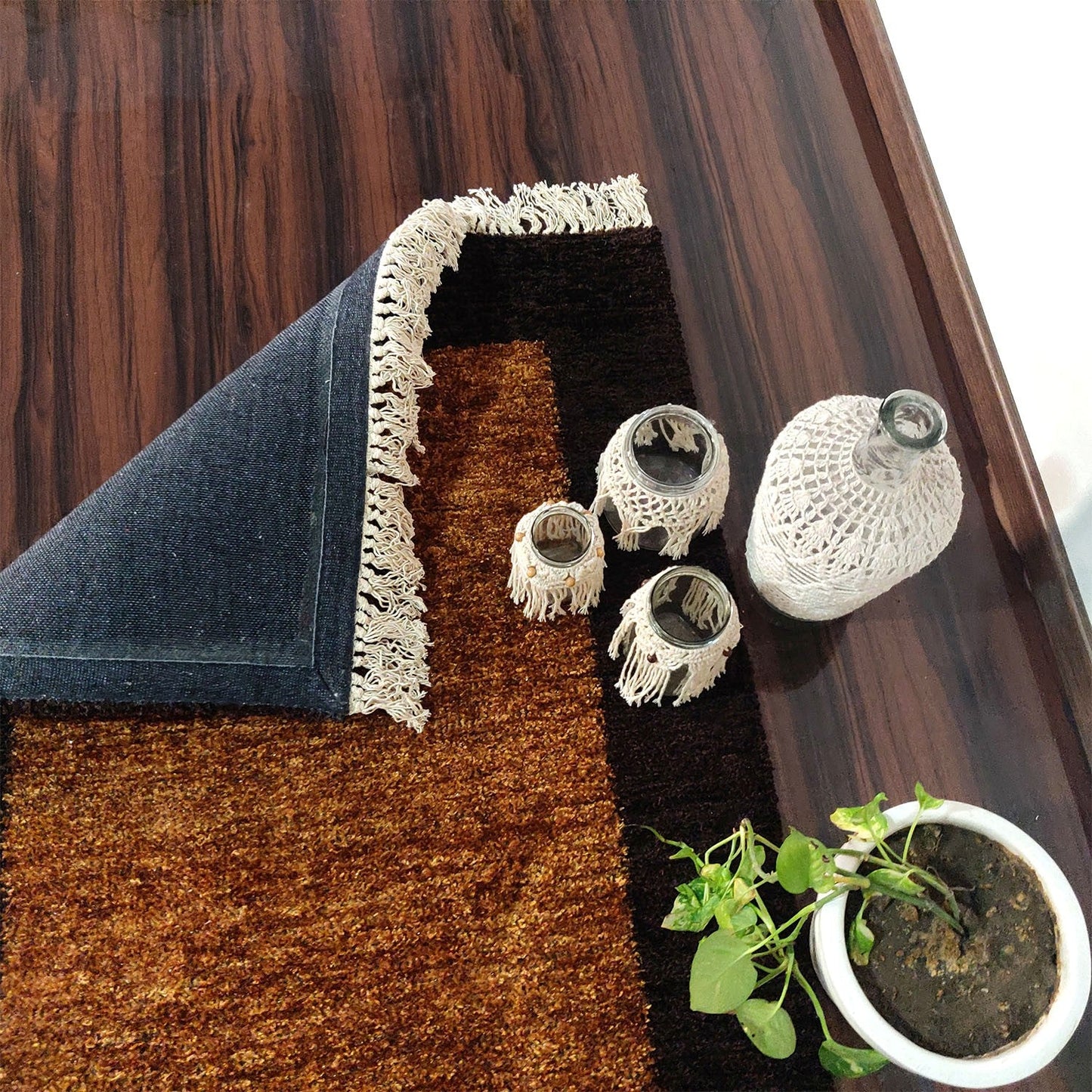 Avioni Carpets for Living Room/Pooja Room – Neo Modern Collection Brown And Coffee Carpet/Rug – 90cm x 150cm (~3×5 Feet)