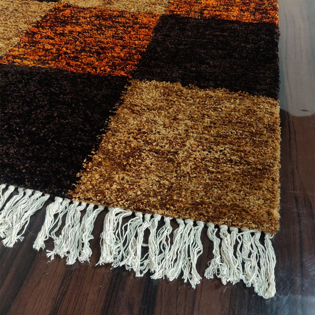 Avioni Carpets for Living Room/Pooja Room – Neo Modern Collection Orange Tie-Dye Box Carpet/Rug – 90cm x 150cm (~3×5 Feet)