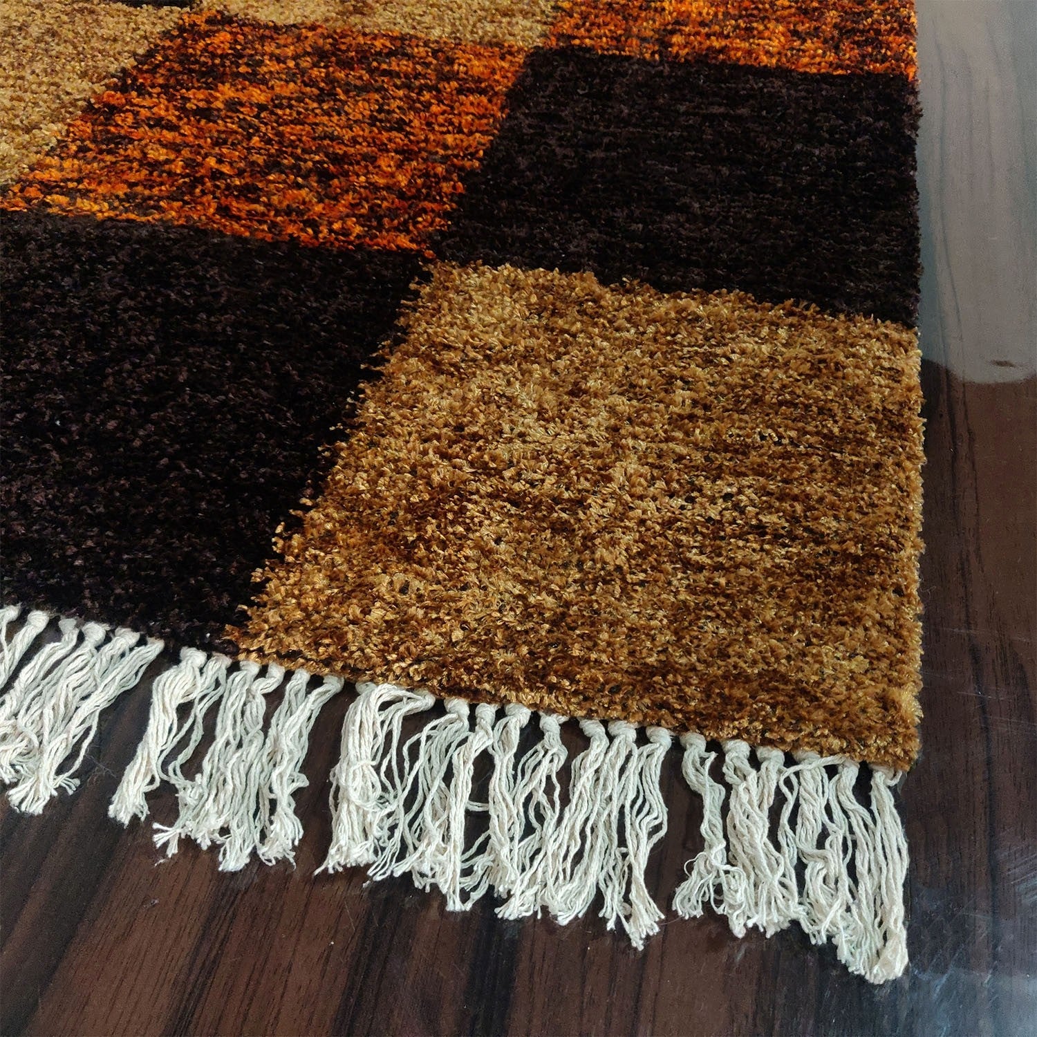 Avioni Carpets for Living Room/Pooja Room – Neo Modern Collection Orange Tie-Dye Box Carpet/Rug – 90cm x 150cm (~3×5 Feet)