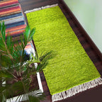 Avioni Bedside/Hallway/Pooja Carpets In Faux Silk Green-56cm x 140cm (~22Inch x 55Inch)
