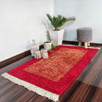 Avioni Carpets for Living Room/Pooja Room – Wevani Collection Red And Gold Carpet/Rug – 90cm x 150cm (~3×5 Feet)