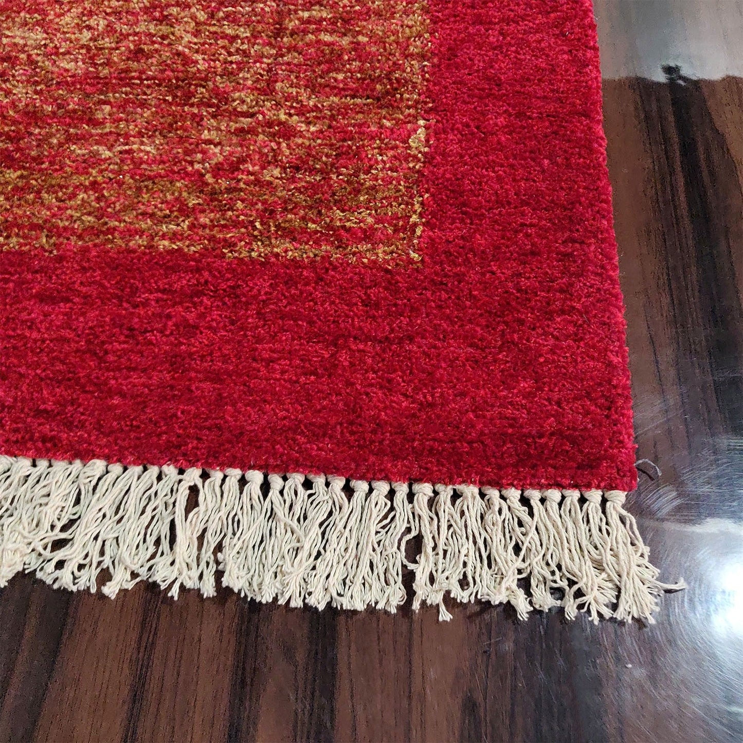 Avioni Carpets for Living Room/Pooja Room – Neo Modern Collection Red And Gold Carpet/Rug – 90cm x 150cm (~3×5 Feet)