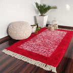 Avioni Carpets for Living Room/Pooja Room – Wevani Collection Red And White Carpet/Rug – 90cm x 150cm (~3×5 Feet)