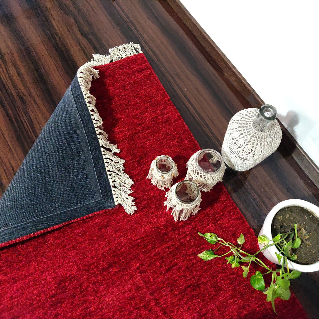 Avioni Carpets for Living Room/Pooja Room – Neo Modern Collection Red Carpet/Rug – 90cm x 150cm (~3×5 Feet)