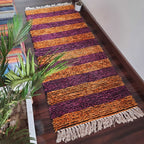 Avioni Bedside/Hallway/Pooja Carpets In Faux Silk Orange Multi-56cm x 140cm (~22Inch x 55Inch)