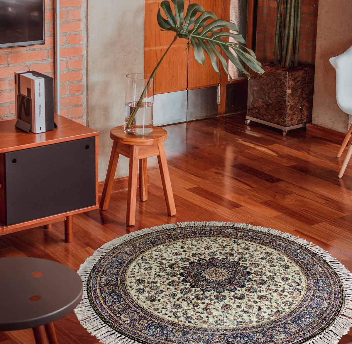 Avioni Persian Carpets For Living Room – Round -Beige