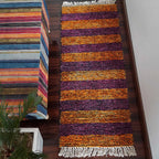 Avioni Bedside/Hallway/Pooja Carpets In Faux Silk Orange Multi-56cm x 140cm (~22Inch x 55Inch)