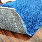 Clearance sale-Avioni Bedside/Hallway/Pooja Carpets In Faux Silk Blue-56 cm X 140 cm (~22 Inch X 55 Inch)