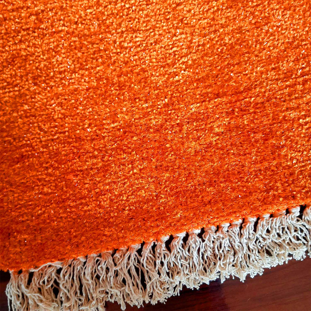 Avioni Bedside/Hallway/Pooja Carpets In Faux Silk Orange-56cm x 140cm (~22Inch x 55Inch)