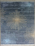 Gift for Generations by Avioni-Hand Knotted Premium Kashmiri Silk Grayish-Blue Carpet Guaranteed Hand Made 225 Knots per Sq inch- 120cm x 180cm (~4×6 Feet)